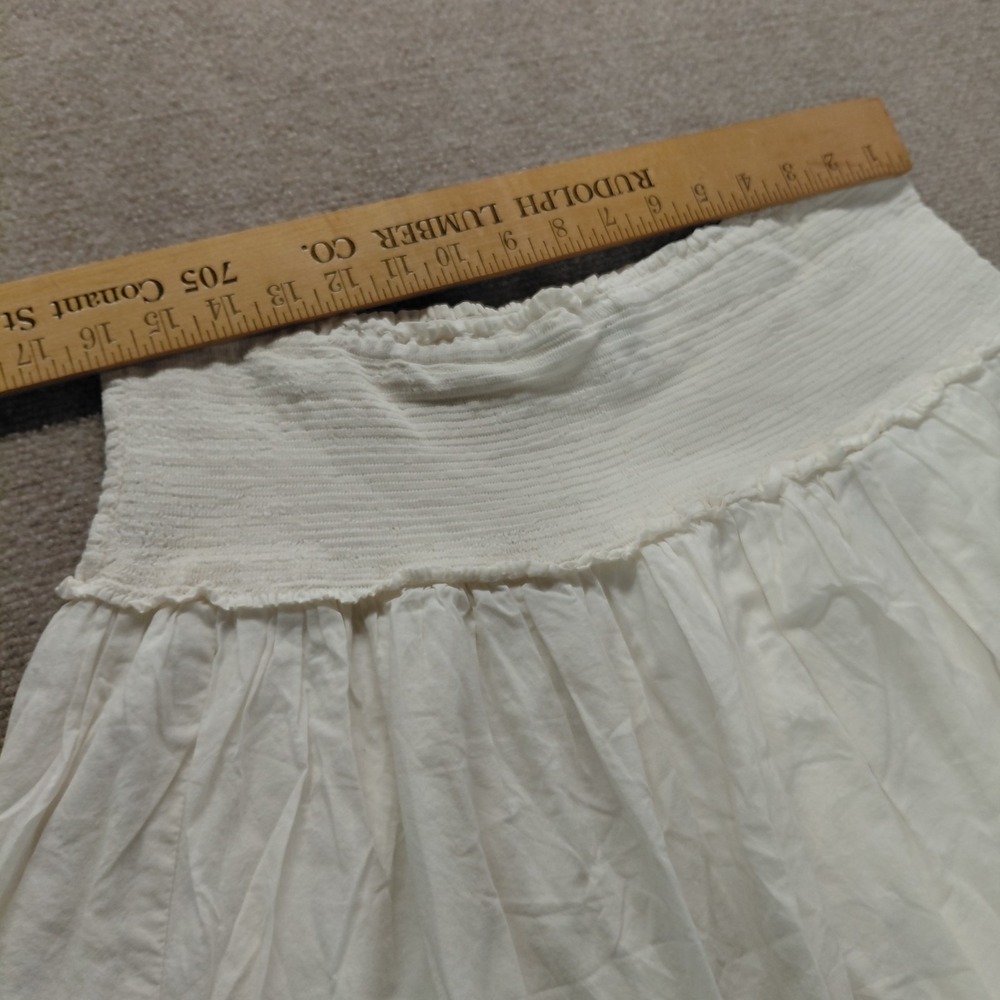 BITTEN Size 14 Cream Cotton Lined Pleated Tiered Maxi Skirt Country CottageCore - Picture 5 of 10